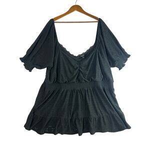 Torrid Black NWT💗 Stretch Eyelet Peasant Blouse SZ 5X